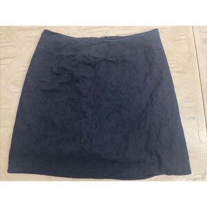 Richard Malcom Womens Size 10 Skirt Black Linen Blend Embroidered Knee Length